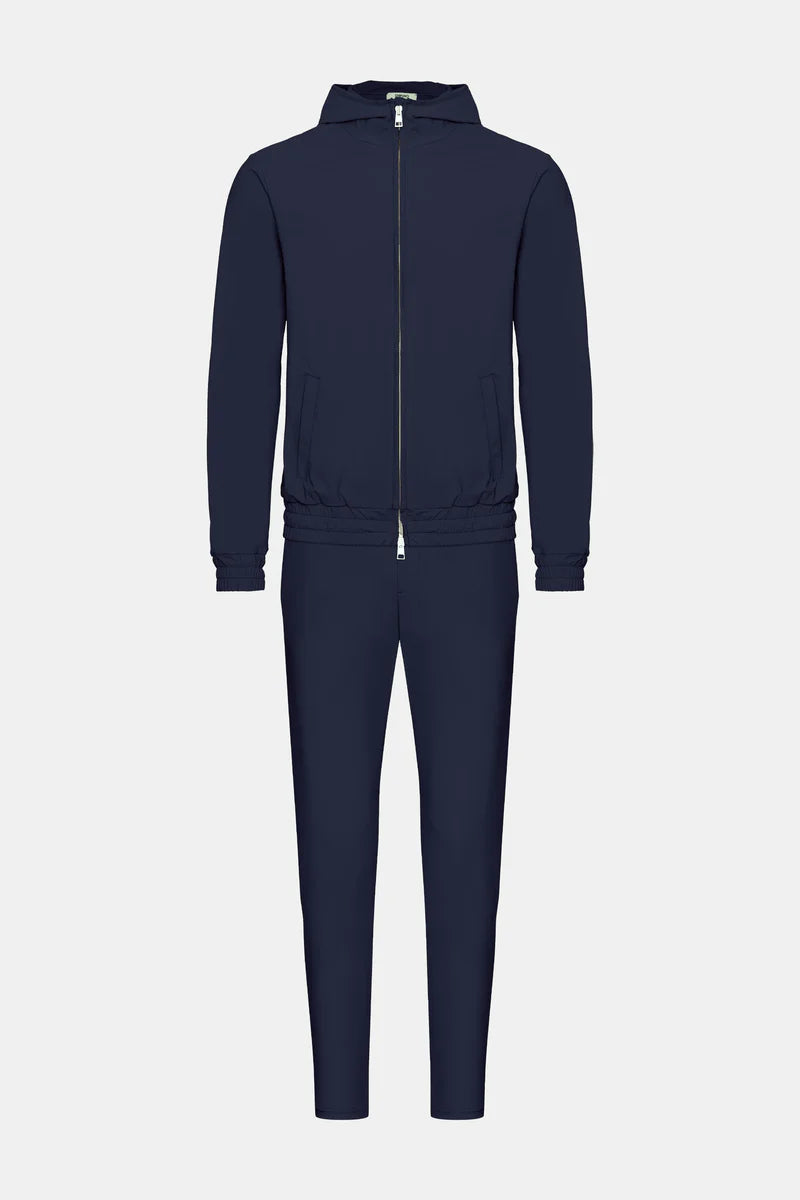 Navy Blue Hooded Tech Suit