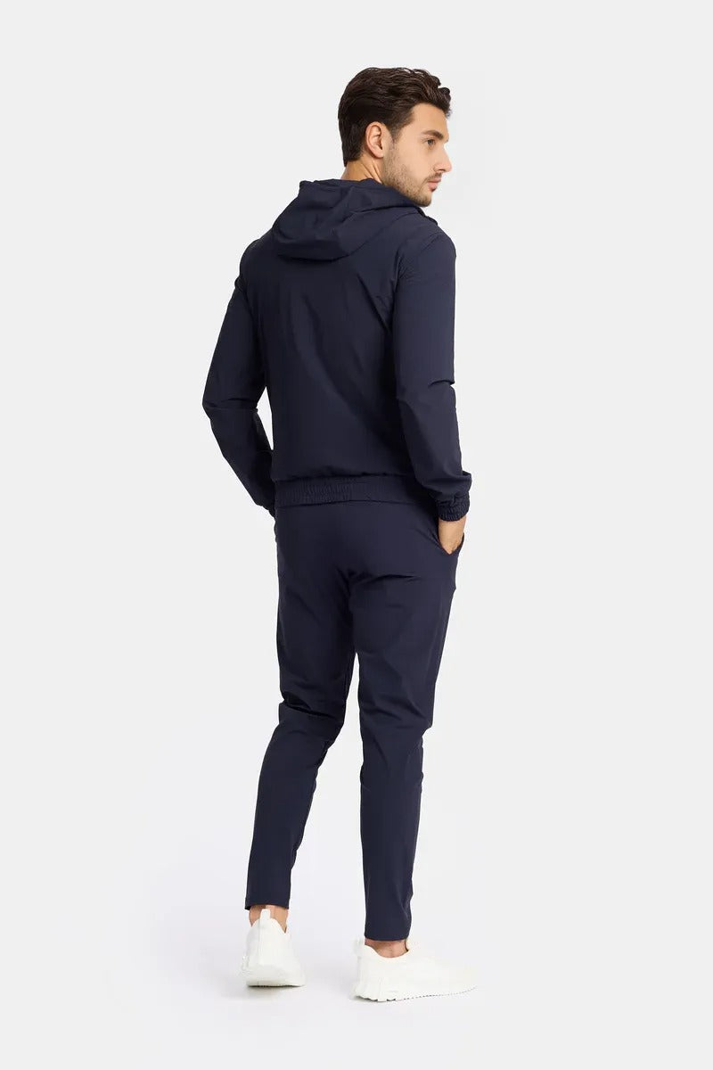 Navy Blue Hooded Tech Suit