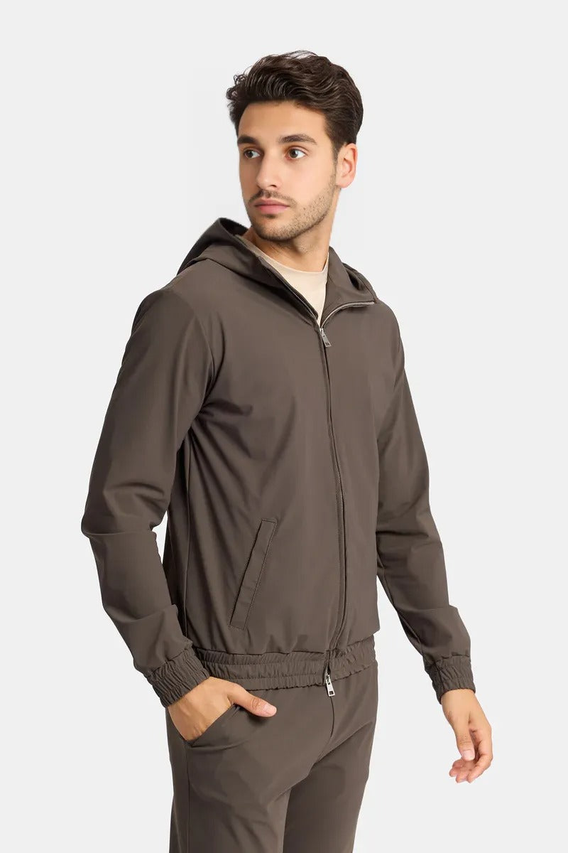 Chestnut Brown Hooded Tech Suit