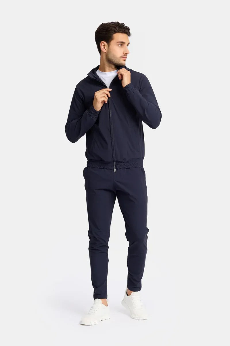 Navy Blue Hooded Tech Suit